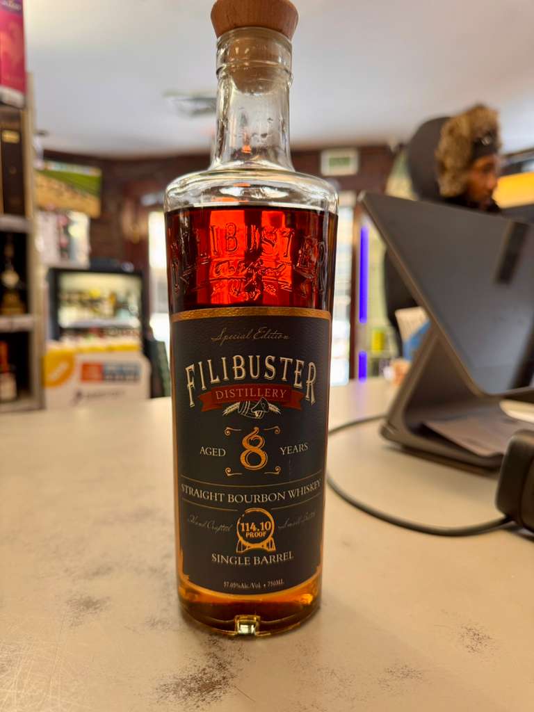 Filibuster 8 Year Straight Bourbon Whiskey Single Barrel 750ml