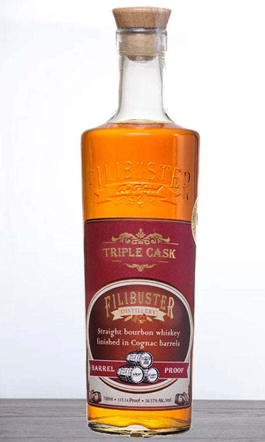 Filibuster Triple Cask Cognac Barrel Finished Bourbon Whiskey 750ml